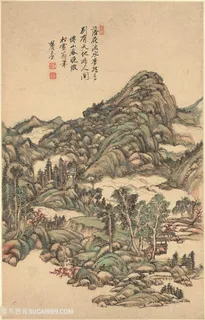 清代王原祁山水图册云山春晓国画图片 清代王原祁山水图册云山春晓国画图片