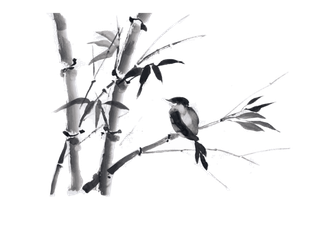 竹子水墨画中国风国画墨水书法竹子画