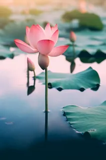 清新粉色荷花荷叶图