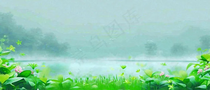 春天河面湖面花草意境古风，春分谷雨(1680x720)