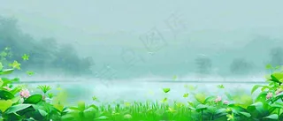 春天河面湖面花草意境古风，春分谷雨