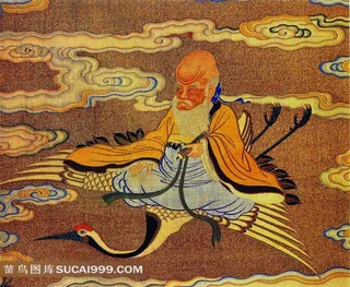 寿星驾鹤刺绣图案
