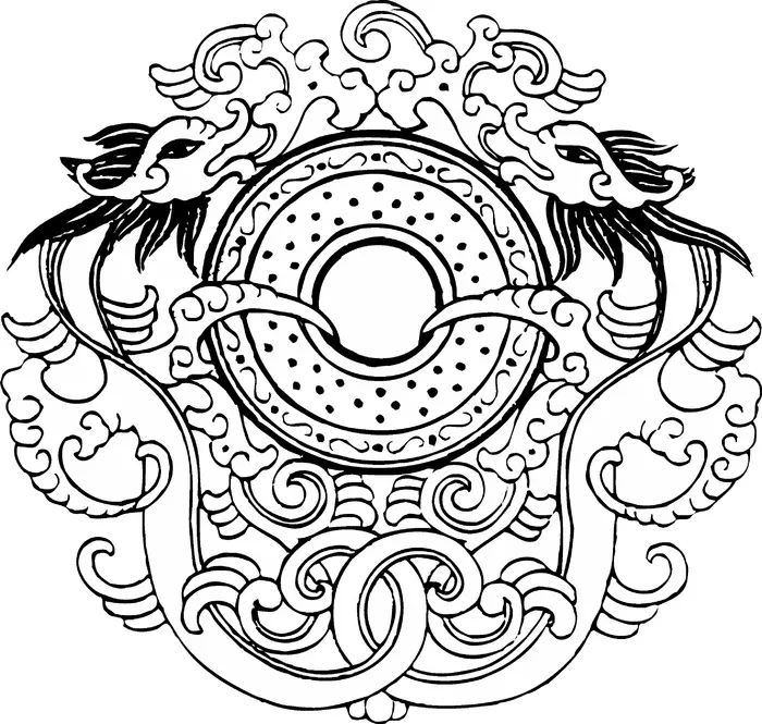 古色古香古典古风花纹海浪浪花双龙戏珠cdr矢量模版下载