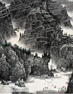 白雪石唯美山脉唯美水墨装饰画 白雪石唯美山脉唯美水墨装饰画