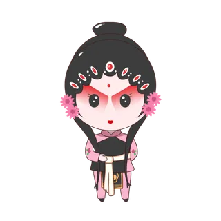 卡通京剧戏剧人物脸谱插画PNG图片 国潮中国风Q版戏剧人物PS素材