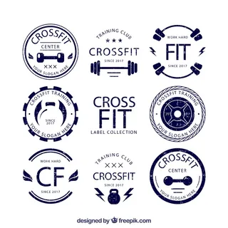 免抠复古健身标签矢量