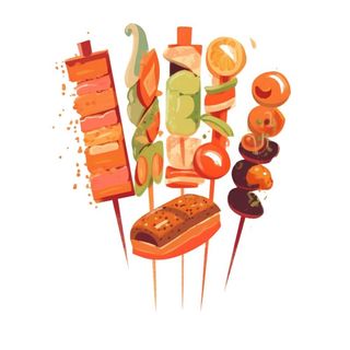 烧烤烤肉串插画免抠