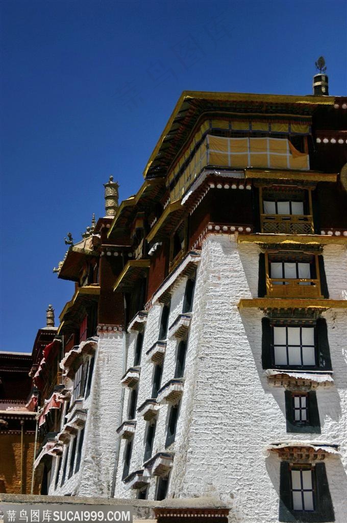 西藏布达拉宫的白色墙壁
