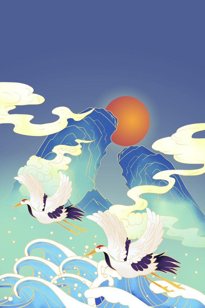 中式古典国潮来袭海报展板宣传背景图PSD设计PS模板素材