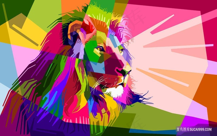 多彩抽象狮子插画背景