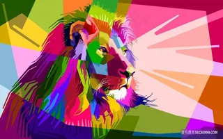 多彩抽象狮子插画背景