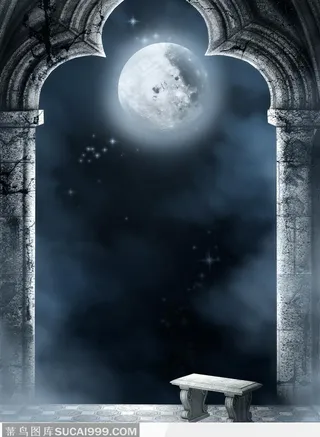 哥特式石质建筑拱门潮流背景素材