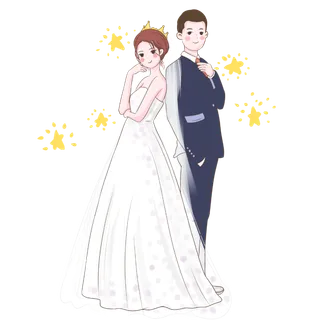 婚纱卡通人物婚礼白纱结婚婚纱摄影手绘