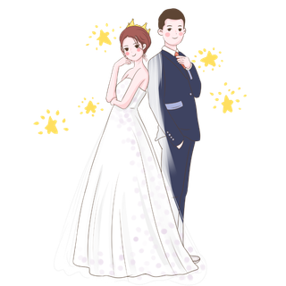 婚纱卡通人物婚礼白纱结婚婚纱摄影手绘