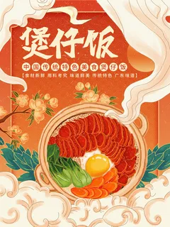 国潮风餐厅饭店特色美食插画海报 国潮风餐厅饭店特色美食插画海报