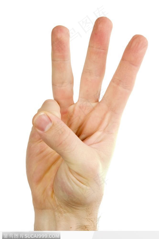 手势喻意-代表数字三