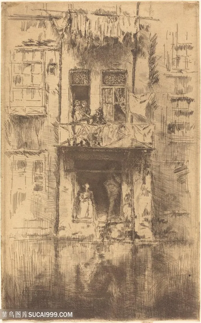 惠斯勒素描欧洲建筑艺术装饰画