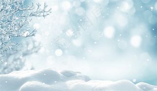 蓝色唯美雪地背景素材高清图片