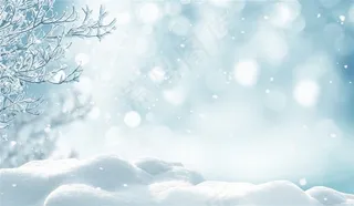 蓝色唯美雪地背景素材高清图片