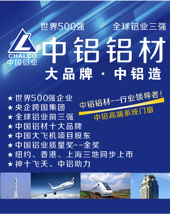 海报中铝标志蓝底大方cdr矢量模版下载