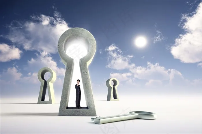 打开钥匙之门的成功商业人士