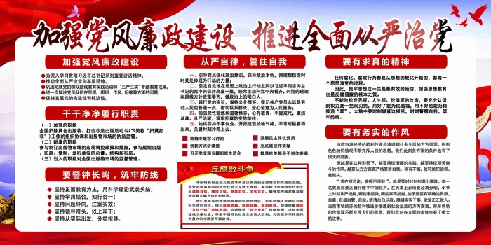 加强党风廉政建设推进从严治党党建两面展板1psd模版下载