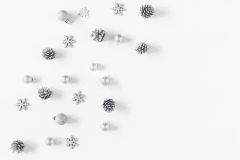 圣诞节垂直画幅场景圣诞装饰圣诞球银色(69)