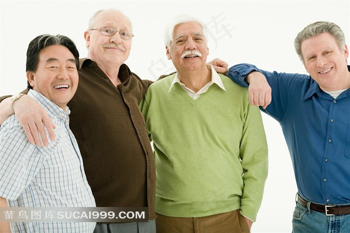 肩并肩微笑的男人素材