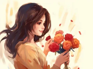 母亲节妈妈拥抱着孩子花海手绘插画素材海报背景