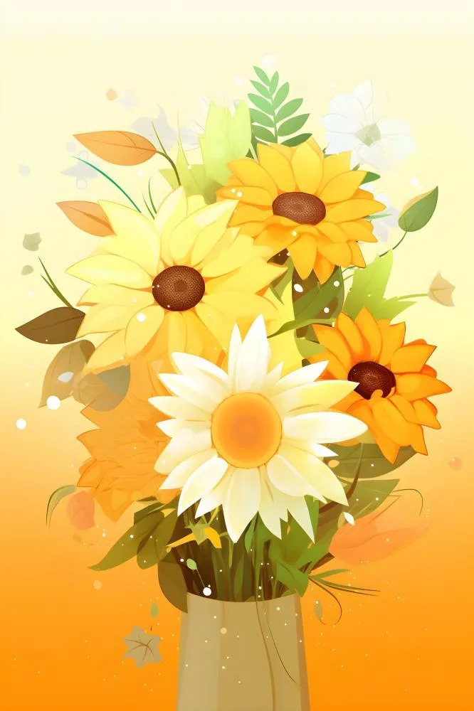 黄色渐变清新鲜花背景(2400x3600)