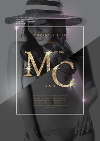 时尚金色内衣美女淘宝店铺海报