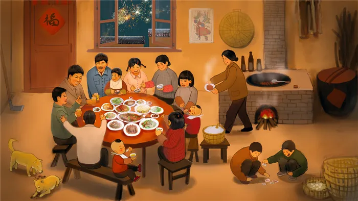 年夜饭家人团聚psd模版下载