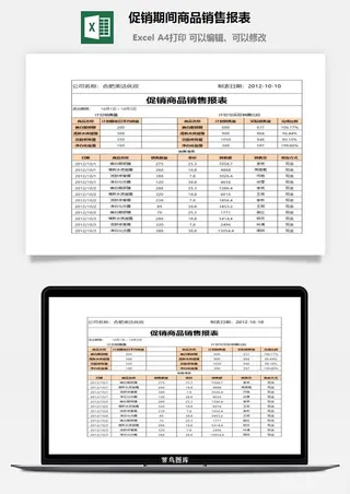 促销期间商品销售报表excel模板