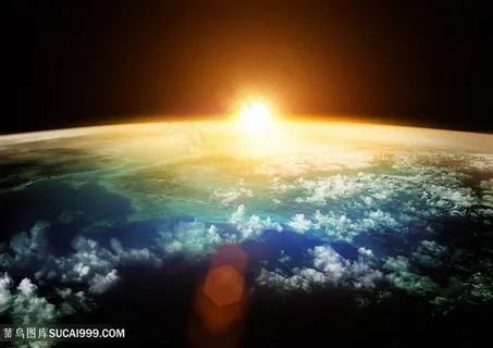 太阳升起清晨阳光下的地球 太阳升起清晨阳光下的地球