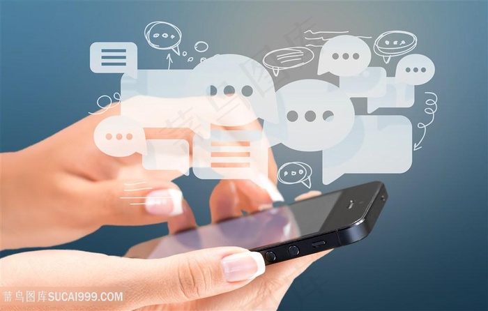 用手机发邮件的商务人士高清