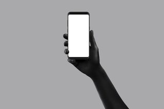 右手手持苹果手机插画展示样机