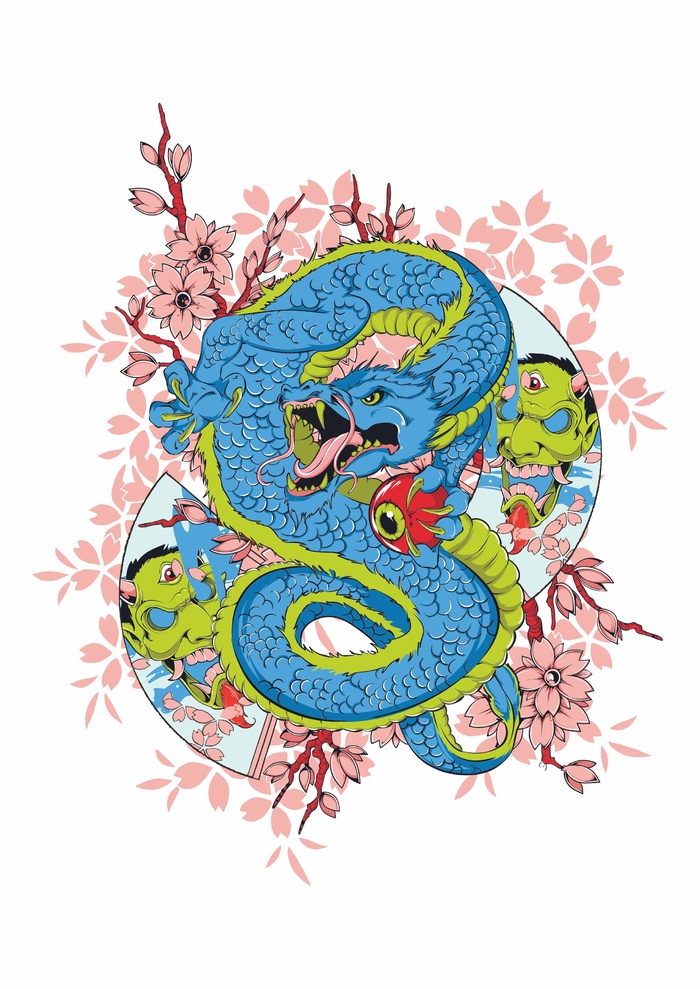 蓝色巨龙樱花树下