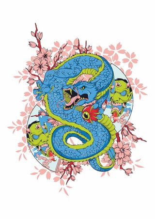 蓝色巨龙樱花树下