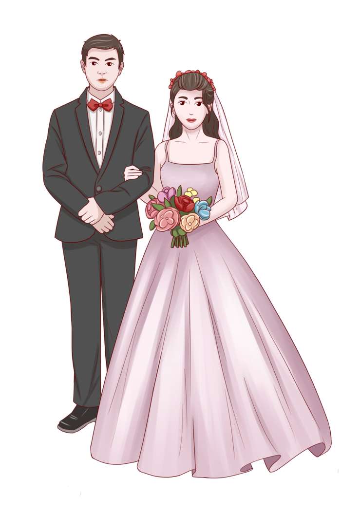 婚纱卡通人物婚礼白纱结婚婚纱摄影手绘