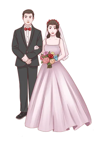 婚纱卡通人物婚礼白纱结婚婚纱摄影手绘