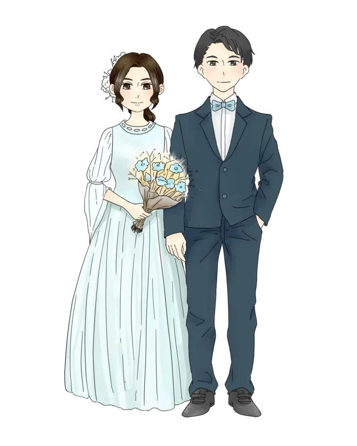 婚纱卡通人物婚礼白纱结婚婚纱摄影手绘