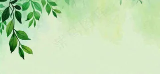 绿色简约绿植绿叶手绘插画笔墨意境