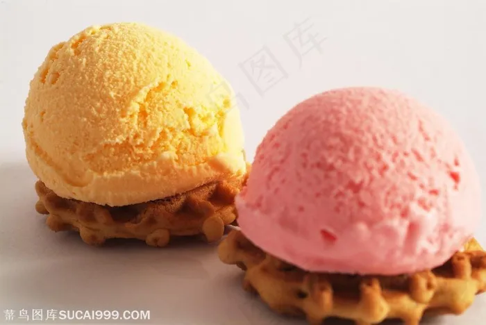 甜品店广告素材 奶油冰激凌华夫饼干
