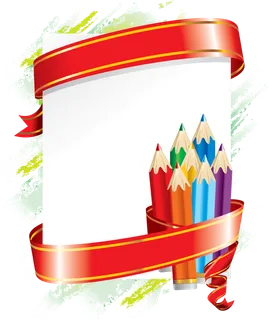 红色丝带线条铅笔少儿兴趣班卡通