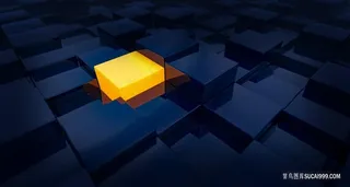 黑色立体中的一个黄色立方体