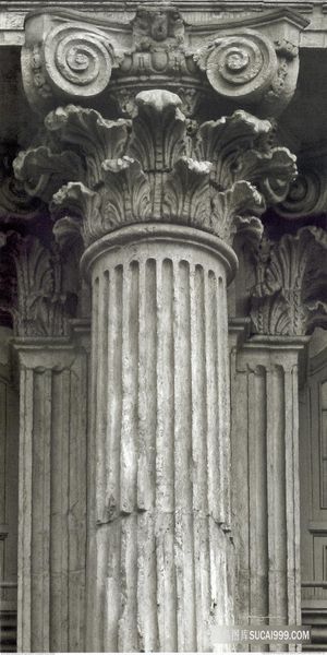 黑白罗马柱艺术插画