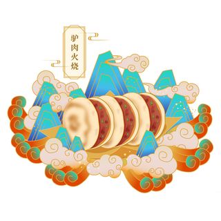 国潮中国风传统小吃食物地方特色菜美食元素插画海报图片素材