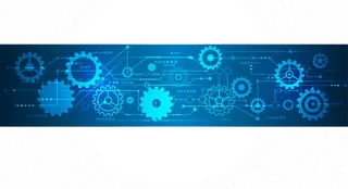 蓝色齿轮渐变科技kv主视觉素材