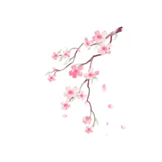 春天彩色樱花季免抠插画元素3