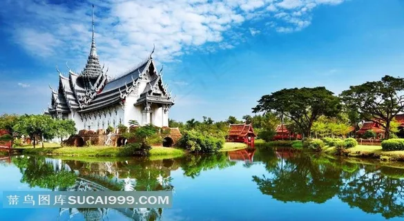 亚洲公园世外桃源湖寺庙美景 亚洲公园世外桃源湖寺庙美景